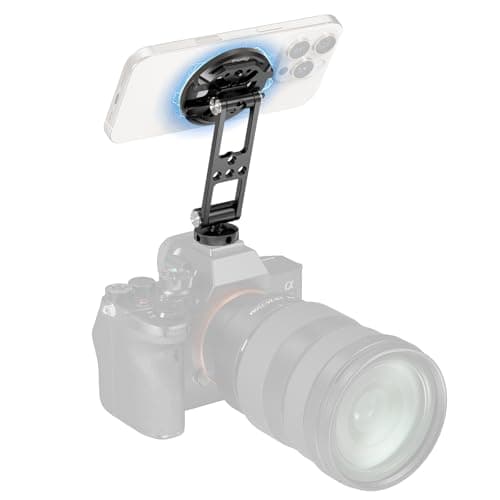 SmallRig マグネット式メタルスマホマウント コールドシューマウント付き 調整可能 回転式スマホ三脚ホルダーアダプター iPhone用/カメラモニタリング/三脚/スタビライザー用 5156