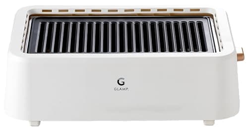 [グランプ] 超少煙グリル 減煙 焼肉グリル 「自慢したくなるほど煙が出にくい」GLAMP. まるで七輪 スモークレス 温度自動調整 (約230℃±15℃) 遠赤外線 カーボンヒーター 焦げ付き防止 焼肉プレート 油受け皿付き 焼肉屋クオリティ 焼き魚 BBQ バーベキュー簡単お手入れ 1200W SG-01 (ホワイト)