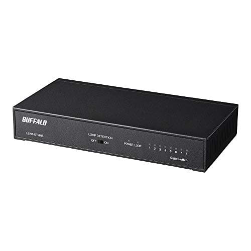 BUFFALO Giga対応 金属筐体 電源内蔵 8ポート LSW6-GT-8NS/NBK ブラック スイッチングハブ