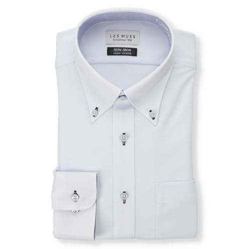 スーパーノンアイロン 快適ストレッチ 長袖 【ボタンダウン】 楽々お手入れ オールシーズン 選べるバリエーション ワイシャツ LES MUES メンズ