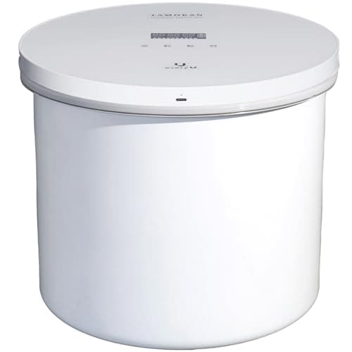 真空保存容器 TAMOKAN ステンレス製 自動真空 大容量 米櫃 米びつ 米 5kg 10kg 密閉 湿気防止 酸化防止 風味保持 保存容器 穀物 パン 食品 お菓子 コーヒー豆 ナッツ 乾麺 ペットフード (ホワイト, 13.5L)