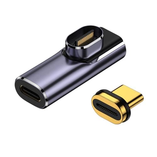 マグネット USB C L字 変換 アダプタ【40Gbps高速データ転送/100W PD急速充電/8K 60Hz HD映像信号伝送】Type C 変換 アダプタ オス メス 変換 PC/MacBook/Androidスマホ/Switchおよびその他のUSB Cデバイス対応 （1個）