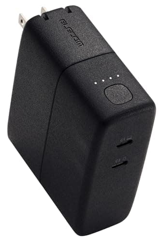 エレコム モバイルバッテリー 5000mAh AC時67W 20W コンセント一体型 Type-C 2ポート おまかせ充電 まとめて充電 PSE技術基準適合 ブラック EC-C22LBK