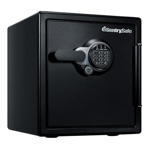SENTRY (セントリー) 金庫 家庭用 UL規格 2時間 耐火 耐水 33.6L A4 テンキー＋鍵 ダブルロック 棚板 鍵付ドロワー ブラック JTW123GEL
