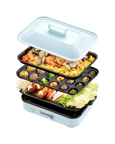 コンパクトホットプレート グリル鍋 HY-6127 プレート3種(平面・たこ焼き・鍋)-ブルー
