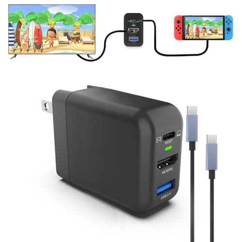 Switch ドック充電器 ゲーム同時に充電 新半導体素材GaN タイプC充電器 高速充電器(USB3.1/ HDMI/ USB2.0 3つのインターフェース) HDMI変換アダプター65W出力