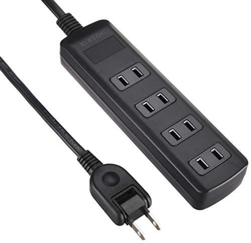 電源タップ 雷ガード スイングプラグ 4個口 2.5m ブラック T-K1A-2425BK