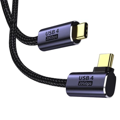 USB4 Type-C ケーブル L字 PD対応 100W急速充電 Thunderbolt 3対応 20Gbps高速転送 8K/60Hz映像出力 ナイロン編みMacBook、Pad、Surface、Switch、Xperia、Galaxy、Pixel等タイプc機種対応 (1M)