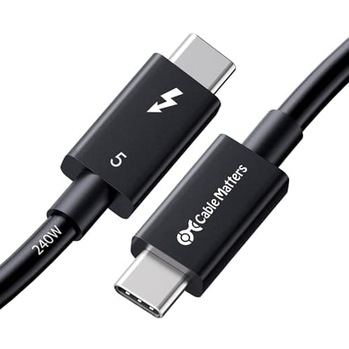 [Intel認証] Cable Matters 80Gbps Thunderbolt 5 ケーブル - 1m、[最大120Gbps帯域幅ブースト・240W充電・8K / 4K 540Hz]、サンダーボルト5ケーブル、Thunderbolt 4/USB4/USB-C対応、ブラック