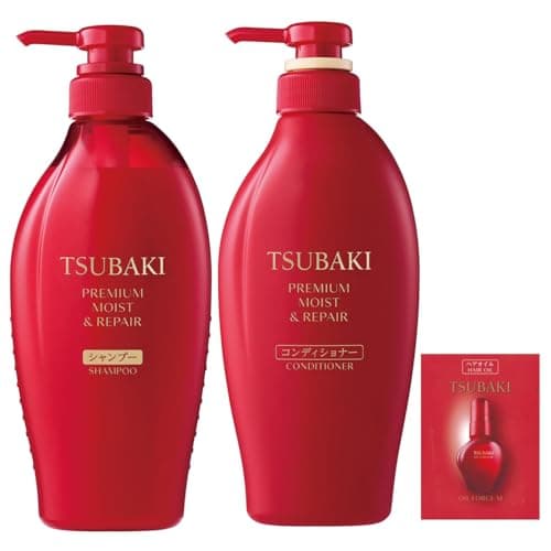 ツバキ(TSUBAKI) シャンプー コンディショナー セット ボトル +おまけ 【プレミアム モイスト&リペア】 艶 オイルフォース うるおい まとまり 乾燥 紫外線 トリートメント 【Amazon.co.jp限定】