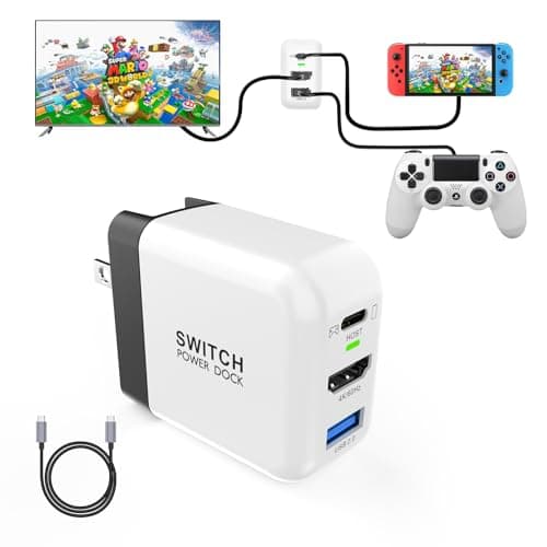 新型3in1多機 switchドック Type-c充電器 HDMI 変換アダプター ACアダプター（HDMI/USB 3.0/TYPE-Cポート) 急速充電 過電流保護PSE認証済 1MのType-C電源コード付きCD0303-B-36W