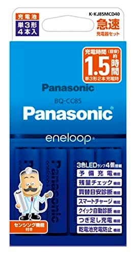 エネループ スタンダードモデル 急速充電器セット 単3形充電池 4本付き K-KJ85MCD40
