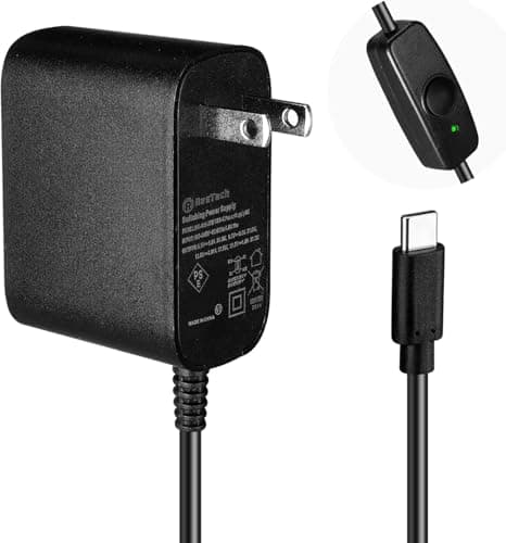 Raspberry Pi 5/ Pi4B GaN 電源 スイッチ付き Raspberry Pi5 アダプター 5.1 V 5 A ラズベリーパイ5 電源 PD 27W USB Type C RasPi 5用 電源アダプター raspberryPi5