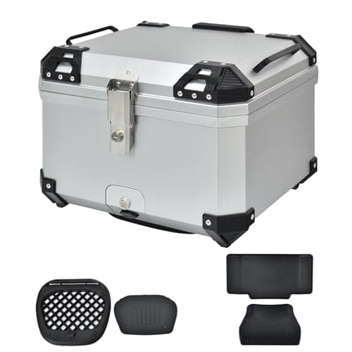【IPX8防水防塵＆フル装備！角型バイクリアボックス】トップケース 45L/55L 大容量 高強度ABS製 バックレスト・反射テープ・鍵・取付部品一式付属