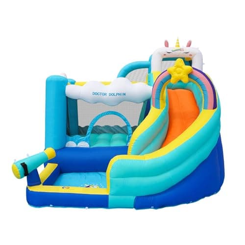エアートランポリン 大型遊具 キャッスルバンチャー 空気注入式ボールプール エアー遊具 滑り台 大型プール トランポリン ブロワー付き カーブスライド ユニコーン