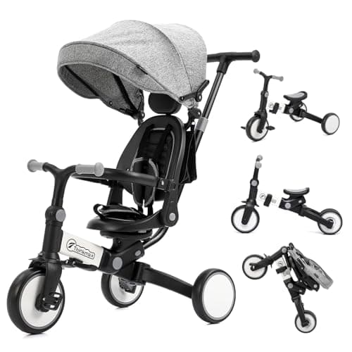子供用三輪車 ベビーカー 6in1 折りたたみ 手押し棒付き 乗用玩具 超軽量 乗り物 組み立て簡単 1～6歳 プレゼント T10B