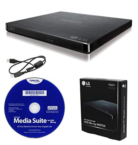 Produplicator LG BP60NB10 ポータブル 6X ウルトラHD ブルーレイバーナー 外付けドライブ CyberLinkソフトウェアとUSBケーブル付き - CD DVD BD DL BDXLディスクを燃やす