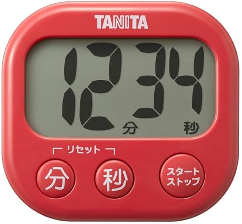 デジタルタイマー 抗菌でか見えタイマー チェリーレッドTD-429-RD