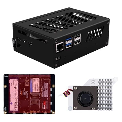 N16 Quad M.2 M-Key NVMe SSDハット メタルケースとアクティブクーラー付き Raspberry Pi 5用