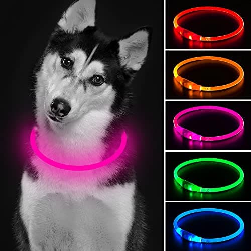 LED 犬 光る首輪 犬ライト 散歩 子犬 首輪 犬用訓練首輪 小型、中型、大型犬用首輪 ペット用品充電式 TPU材料