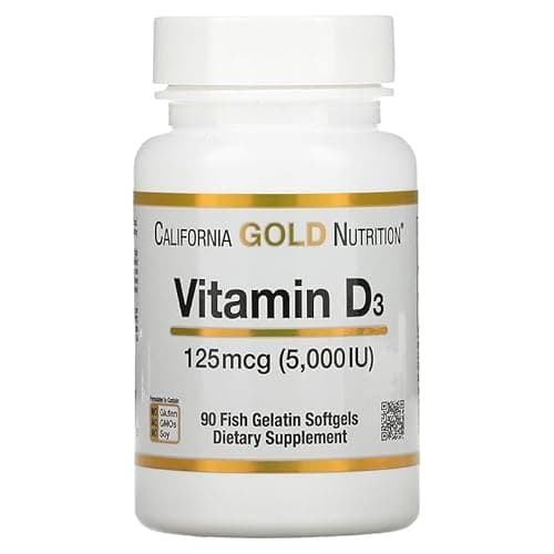 ビタミンD3、125mcg（5,000IU）、魚ゼラチンソフトジェル90粒