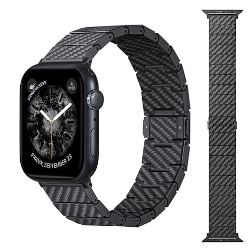 カーボン製 ウォッチバンド モダン Apple Watch全世代対応 バンド Series Ultra2/Ultra/10/9/8/7/6/SE2/SE/5/4/3 に最適 軽量設計で極上の触り心地 マグネット対応 バネ棒付き サイズはコマで調整可能 脱着が簡単 ABM1-02020200-JP