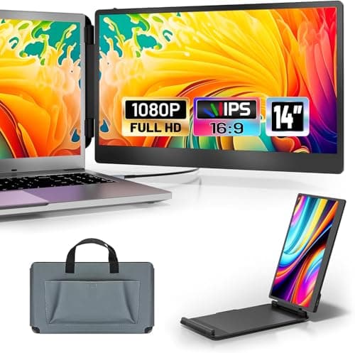 LivElect 14インチ ノートパソコン モニター ダブルモニター デュアルディスプレイ セカンドディスプレイ 120%sRGB 78%NTSC超広色域 FHD1080P IPS液晶パネル ノートパソコンディスプレイ ポータブルモニター 軽量 ノートパソコン用 旅行カバン付き USB-C/HDMIポート付き Windows/Mac/Android/Switch/PS 5に適用 S1