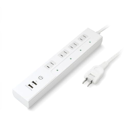 STYLED USB充電ポート付き スマートタップ AC4口 USB2ポート 合計3.1A コード 2m 遠隔操作 2.4GHz Wi-Fi接続 一括スイッチ Alexa Google home Echo タイマー スマートプラグ コンセント 省エネ (コンセント4口+USB2ポート) PSTP4U2-31-W
