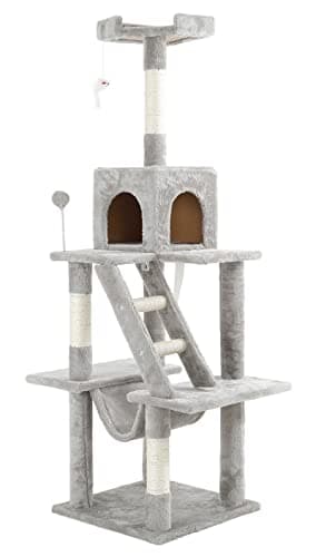 キャットタワー 据え置き スリム 爪とぎ 隠れ家 展望台 おもちゃ 多頭飼い