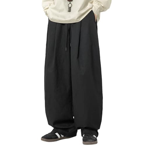 ワイドパンツ メンズ ズボン 春服 スラックスパンツ ストレートパンツ サルエルパンツ 大きいサイズ M~3XL 無地 調整紐 ゆったり ボトムス カジュアル おしゃれ 快適 夏 秋 冬
