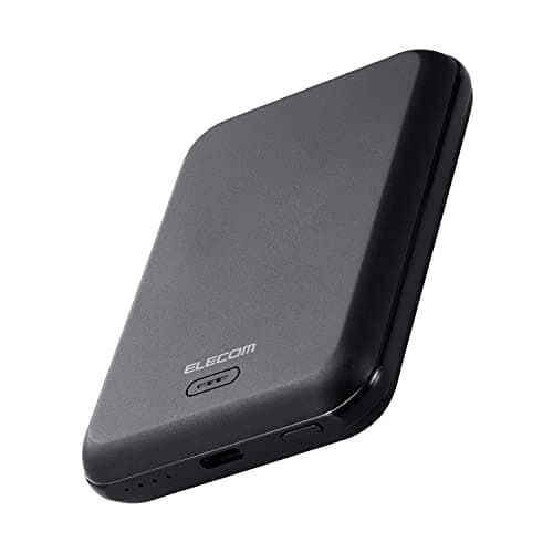 エレコム モバイルバッテリー マグネット式 ワイヤレス充電 5000mAh ブラック DE-C40-5000BK