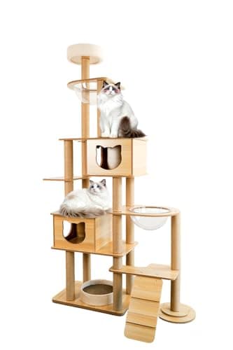 キャットタワー 猫タワー 6階建てのタワー 透明のスペースカプセル 大きくてスリムなデザイン 高さ197cm