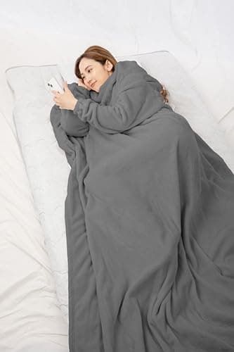 スマホが触れる袖付き着る毛布