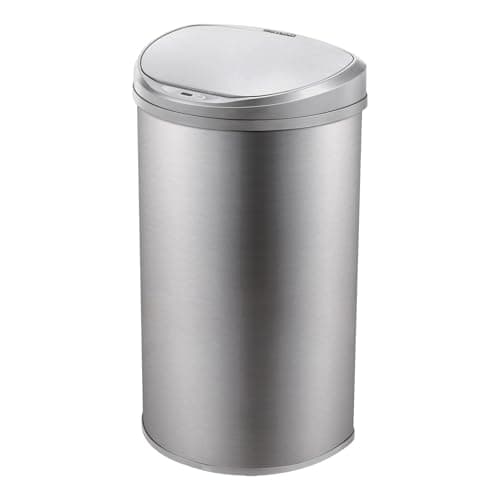 D型ゴミ箱 自動タッチレスモーションセンサー 50L シルバーステンレススチール製 DZT-50-29