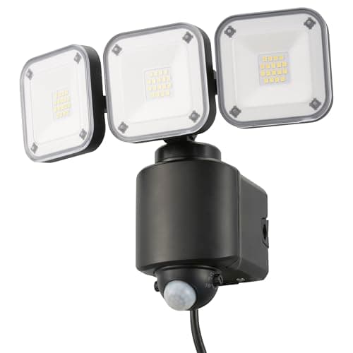 monban センサーライト 人感センサー 屋外 IPX4 防犯 3灯コンセント式 4500ルーメン LS-A450W3 07-8810