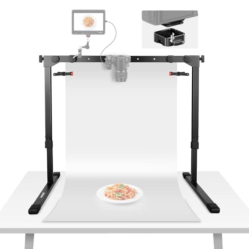 オーバーヘッドカメラマウントスタンド Cスタンド 俯瞰撮影 1sクイックスイッチロック Arca型QRプレート付き 重型卓上マルチデバイススタンド クッキング/ドローイング/クラフト/ストリーム用 デスク幅≧80cm ST200