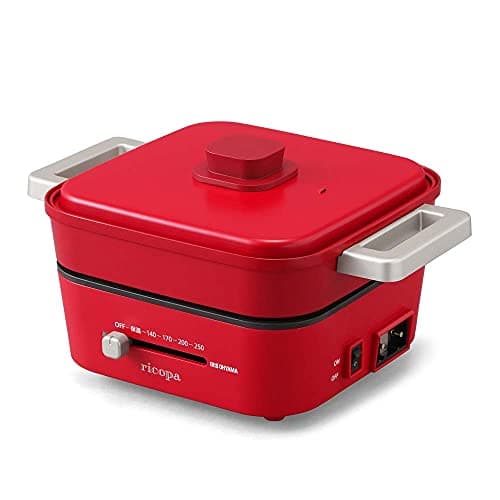 アイリスオーヤマ ホットプレート グリル鍋 2枚プレート IGU-PR2-R レッド