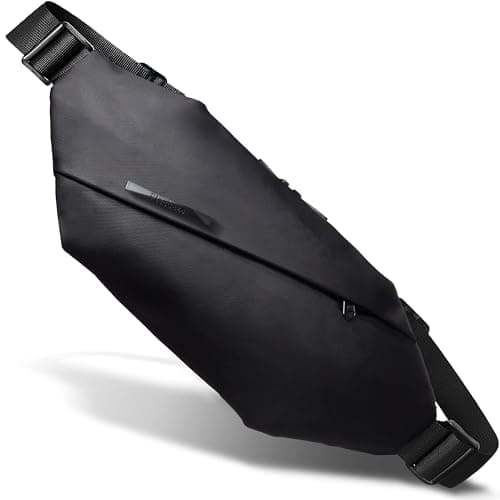 機能強化3.0 ショルダーバッグ メンズ 斜めがけ ボディバッグ ウエストポーチ セキュリティポーチ コンパクト 小さめ 軽量 スキミング防止 rfid 軽量 撥水 多機能 3way 海外旅行、通勤、スポーツに適用(機能強化-ブラック) BB-RFID-022