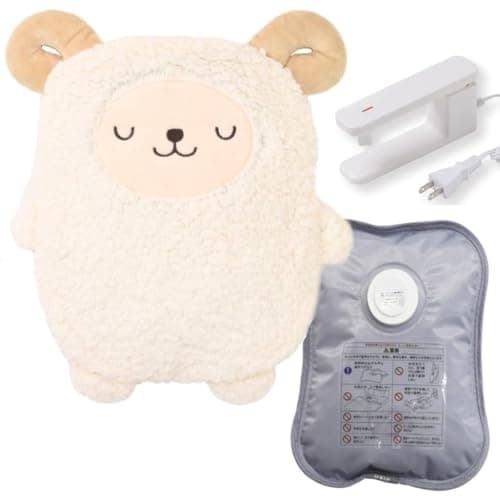 湯たんぽ 蓄熱式 充電式 【15分急速充電/長時間6時間キープ】 ぬいぐるみ アニマルデザイン (ヒツジ)
