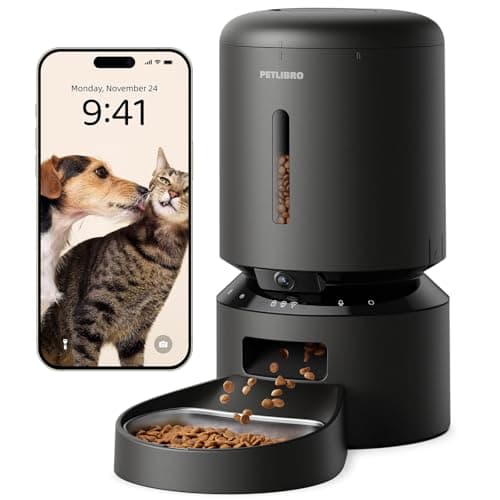 自動給餌器 猫用 カメラ付き 自動餌やり器 犬 1080P 暗視機能 自動餌遣り器 スマホ遠隔操作 双方向会話 2.4G 5G WiFi対応 詰まり防止センサー フード残量不足検知 動体検知 音声検知 ペット見守り ステンレス製ボウル 大容量 5L ブラック PLAF203