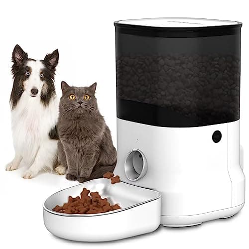 猫用自動餌やり器 ドッグフードディスペンサー ボイスレコーダー付き デュアル電源 タイムオートペットフィーダー 4L ホワイト F12