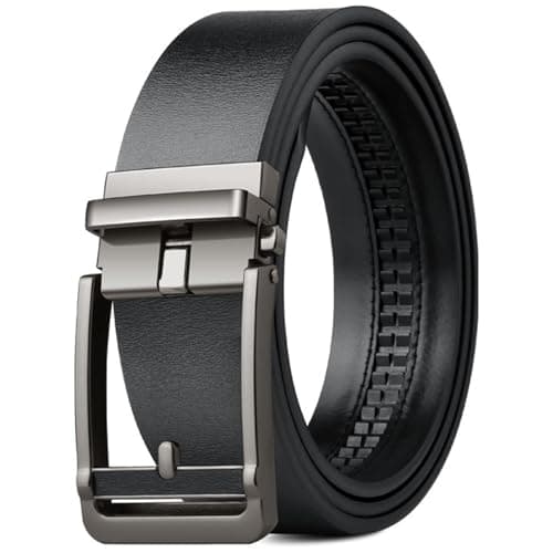 メンズ ベルト 本革 穴なしラチェット式 無段階調整 オートロック式 ビジネス スーツ用 紳士用 高級レザー 35mm幅