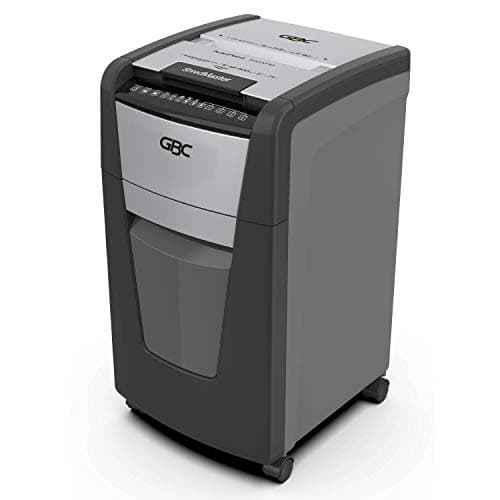 GBC オートフィードシュレッダー 静音 オフィス用 業務用 自動細断A4コピー用紙300枚 連続使用約60分 プラスチックカードも細断可能 ダストボックス容量60L オートフィード時約1100枚収容 マイクロクロスカット オートフィードシュレッダ ブラック GCS300AFM-E