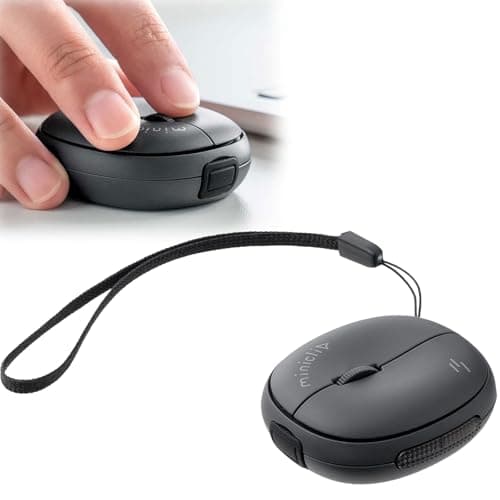 イーサプライ マウス 超小型 Bluetooth 3台マルチペアリング ワイヤレス ストラップ付き 5ボタン 充電式 持ち運び 無線 モバイルマウス コンパクト miniclip ブラック EZ4-MABT210BK