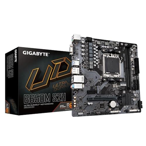 Gigabyte B650M S2H マザーボード - AMD Ryzen 8000 CPU、5+2+2フェーズデジタルVRM、最大6400MHz DDR5、1xPCIe 4.0 M.2、GbE LAN、USB 3.2 Gen 1に対応。