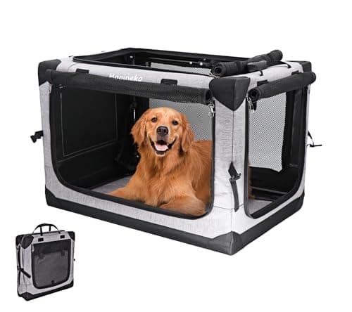 多用途 ペット ソフトクレート ソフトケージ ペットハウス カバー取り外せる 4面メッシュ出入口 折りたたみ式 ロック付きファスナー 鉄フレーム 600D防水オックスフォード 洗濯可能 猫犬兼用