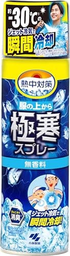 熱中対策 服の上から極寒スプレー 無香料 ジェット冷気で瞬間冷却 330ML