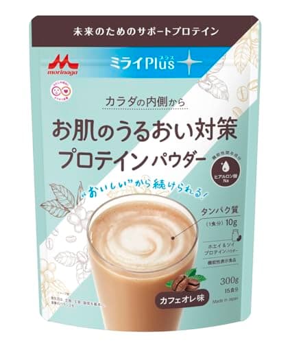 ミライプラス お肌のうるおい対策 プロテイン パウダー カフェオレ味 ホエイ & ソイプロテインパウダー 300g