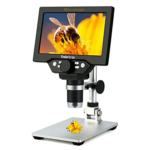 デジタル顕微鏡 7インチLCD マイクロスコープ 電子顕微鏡 8MP 1-1200X倍率 充電式 2000mAhリチウム電池搭載 8個LEDライト 標本観察/昆虫観察/宝石鑑定/回路基板修理 子供&大人用 実験用 (70-B)