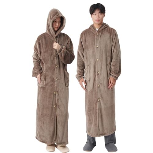 冬 着る毛布 ユニセックス L-着丈130cm ヘリンボーン・モカ